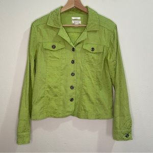 Christopher & Banks Stretch Floral Brocade Twill Jacket - Chartreuse